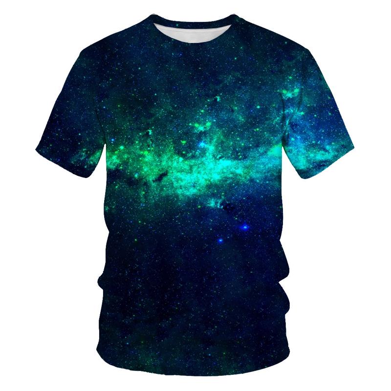 Xin nan zhuang Zomer Briljante Sterrenhemel grafische t-shirts Voor Mannen Mode Universum Planeet Patroon T-shirt Persoonlijkheid Hip Hop Print t-shirts S