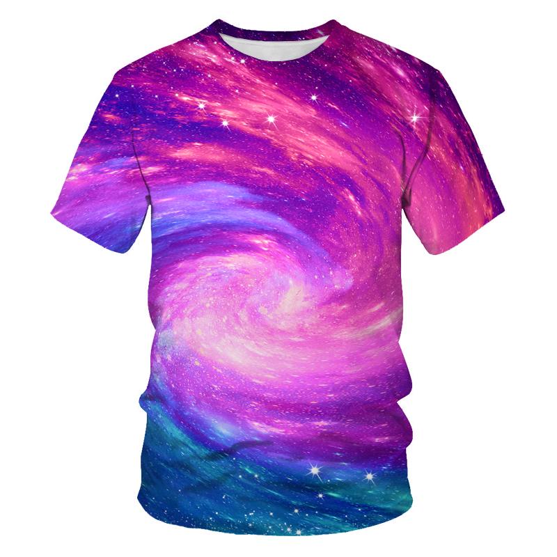 Xin nan zhuang Zomer Briljante Sterrenhemel grafische t-shirts Voor Mannen Mode Universum Planeet Patroon T-shirt Persoonlijkheid Hip Hop Print t-shirts XXXXXL