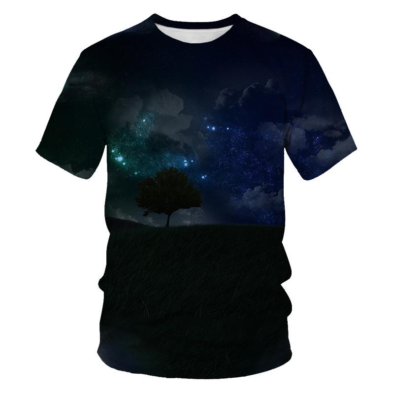Xin nan zhuang Zomer Briljante Sterrenhemel grafische t-shirts Voor Mannen Mode Universum Planeet Patroon T-shirt Persoonlijkheid Hip Hop Print t-shirts XL