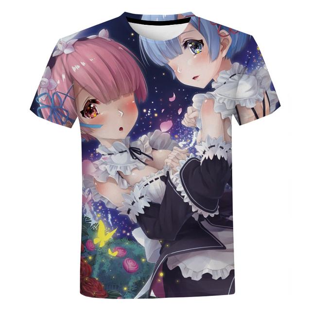 Baibao QIQI Anime Re Zero 3D Print T-shirt voor Mannen Vrouwen Zomer Casual Oversized T-shirt Mode Harajuku Straat Ronde Hals top XXL