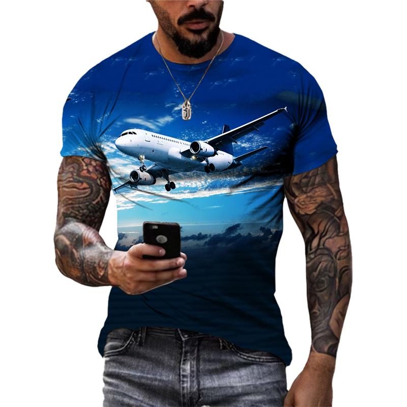ETST WENDY 05 Mode Nieuwe 3D Gedrukt Vliegtuig grafische t-shirts Voor Mannen Zomer Trend Casual Fun Ronde Hals Korte Mouw streetwear Tees Tops XXL