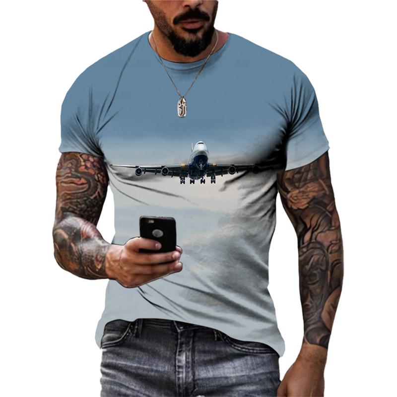 ETST WENDY 05 Mode Nieuwe 3D Gedrukt Vliegtuig grafische t-shirts Voor Mannen Zomer Trend Casual Fun Ronde Hals Korte Mouw streetwear Tees Tops L