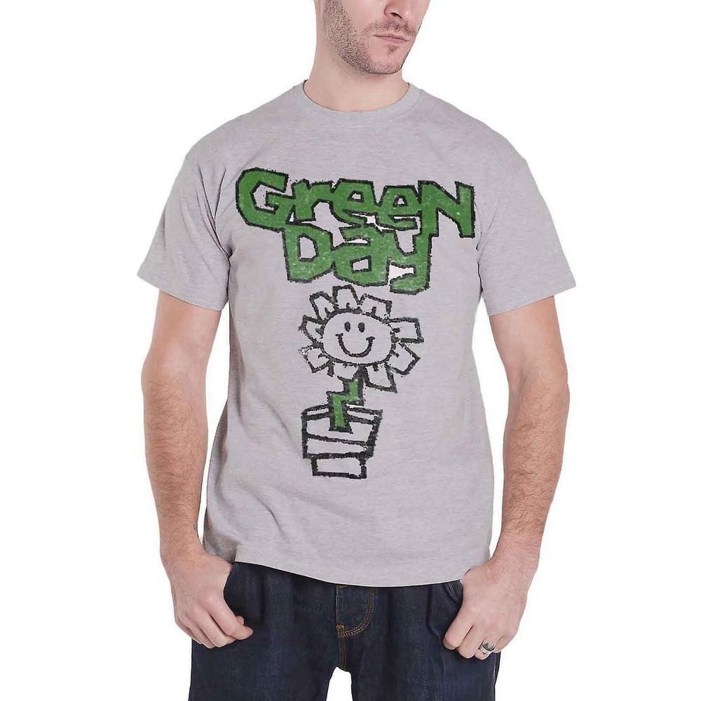 Green day Unisex volwassen bloempot T-shirt XXL grijs