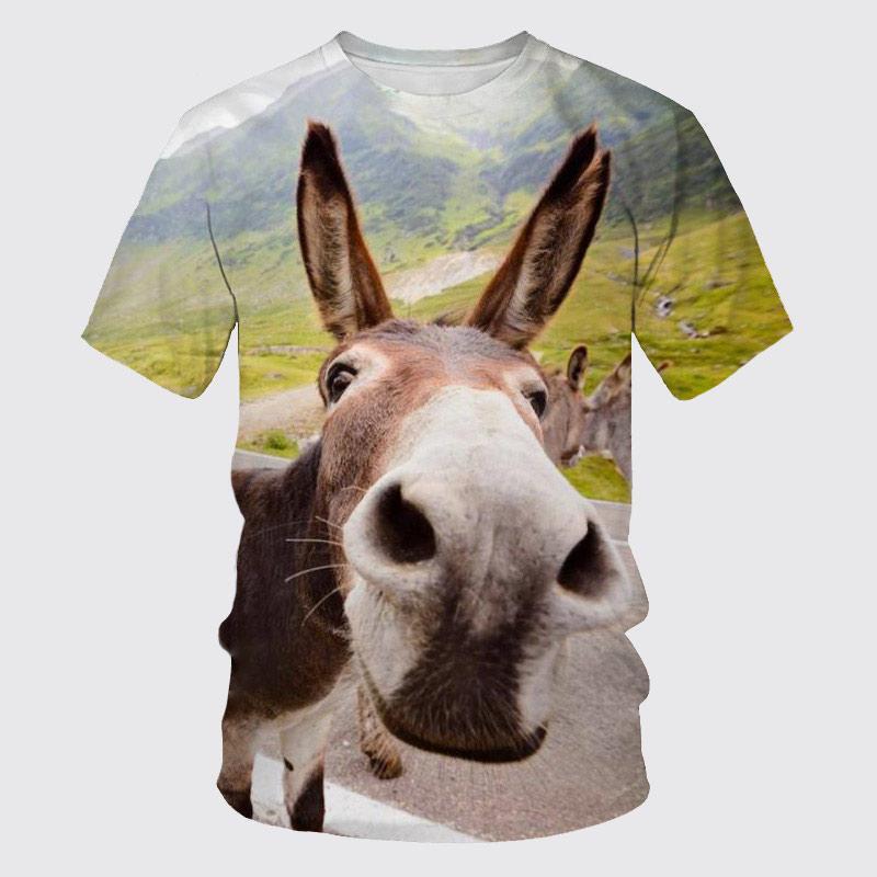 ETST WENDY 05 Zomer Nieuwe 3D Animal ezel grafische t-shirts Heren Mode Casual Persoonlijkheid Bedrukt Hip Hop Straat Stijl Ronde Hals Korte Mouw S