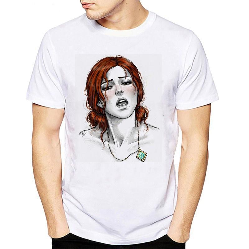 YSM Cotton Tshirt The Witcher 3 T-shirt Heren Korte Mouw O-hals Cool T-shirt Game Kleding XXXL wit