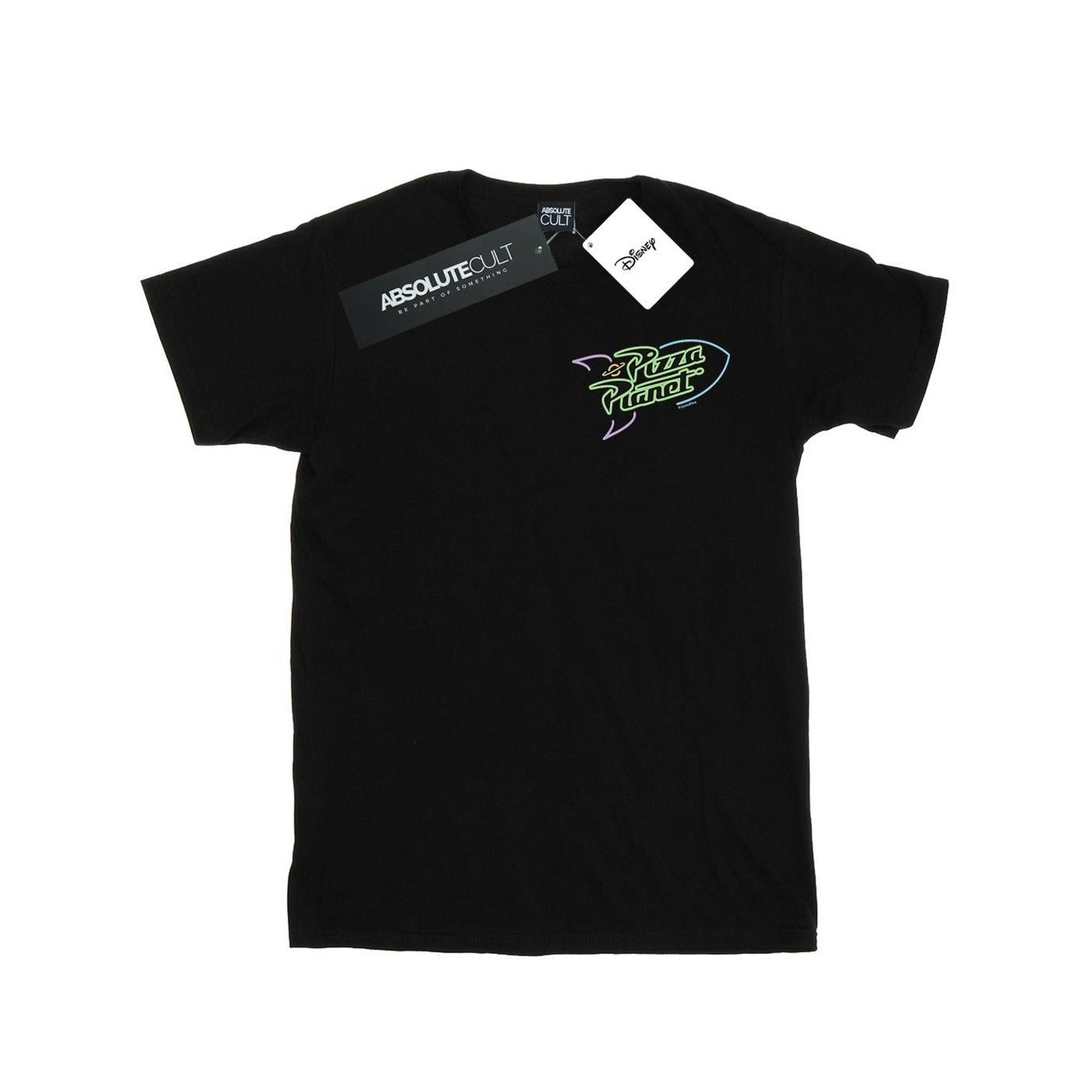 Disney Heren Toy Story Neon Pizza Planet T-shirt met borstprint S zwart