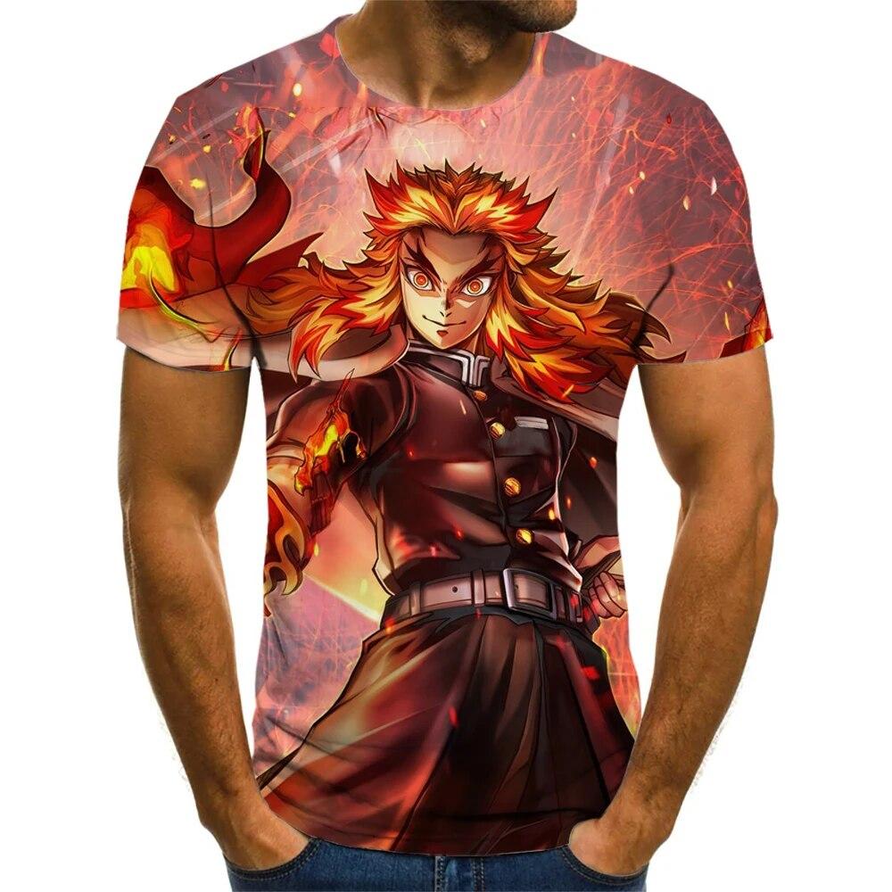 Xin nan zhuang Demon Slayer Anime 3D Printing Herenmode T-shirt Comics Kimetsu No Yaiba Tops Kinderen Leuk T-shirt Zomer Heren L