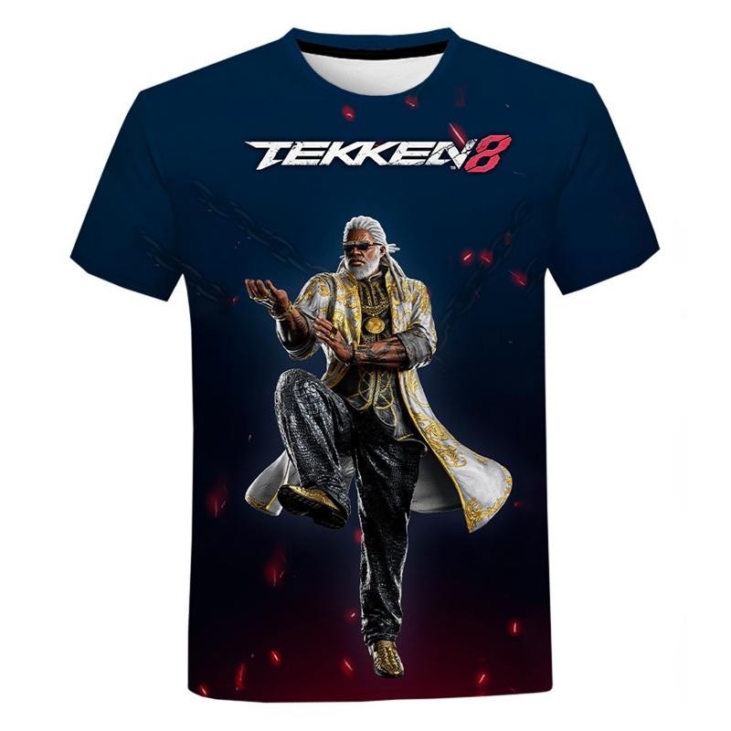 Laoxu Vechtspel Nieuwe Game Tekken 8 3D Geprint T-shirt Voor Heren Kleding Harajuku Streetwear T-shirt Jongen Kind Ronde Hals Korte Mouw Meisjes Top XS blauw