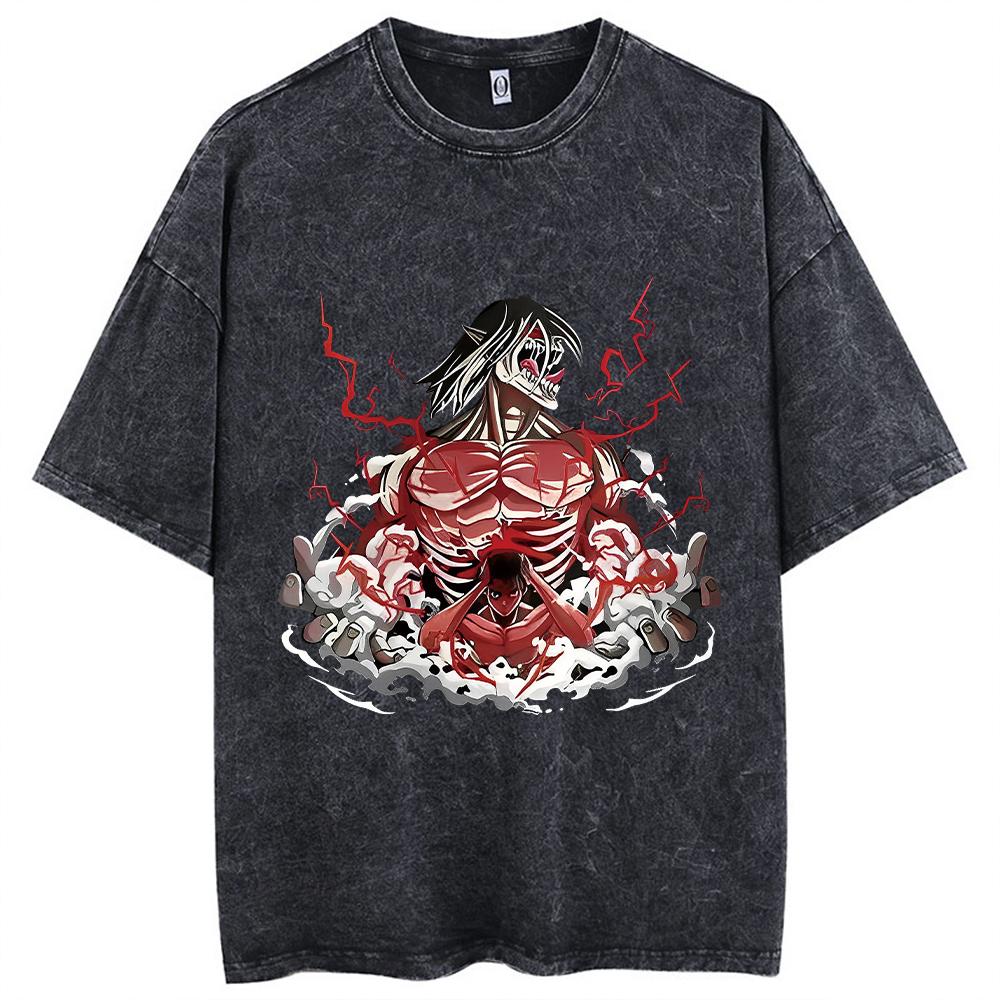 ETST 012 Anime Attack On Titan T-shirt Hip Hop Oversized Streetwear Vintage Bedrukt Korte Mouw Zomer Heren Tops S