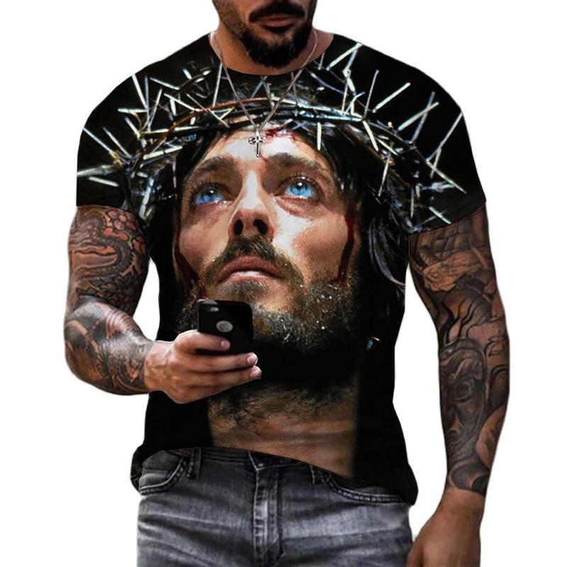 ETST 009 Jezus Christus 3D Print T-shirts Mannen Kleding Zomer Mode Casual Korte Mouw Cool T-shirt Harajuku Streetwear Tops Tee 3XL