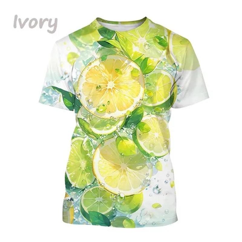 WowClassic Frisse citroen 3D-geprinte heren casual korte mouwen T-shirt Casual korte mouwen T-shirts Zomer Plus Size heren T-shirts XL