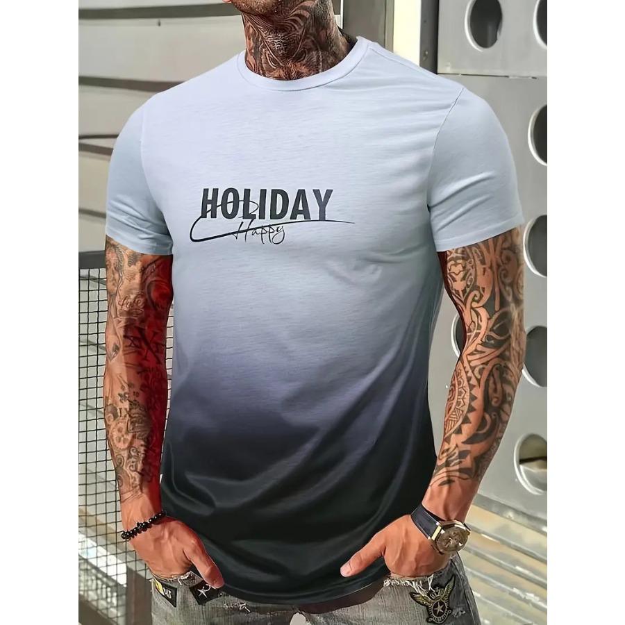 WowClassic Letters Heren T-shirt 3D Geprinte T-shirts Mannelijk Eenvoudig Gradiënt Mode Trend Korte Mouw T-shirts Casual Zomerkleding 5XL