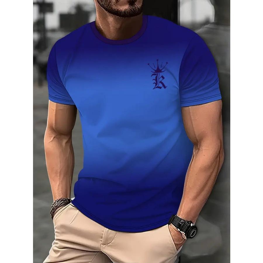 WowClassic Letters Heren T-shirt 3D Geprinte T-shirts Mannelijk Eenvoudig Gradiënt Mode Trend Korte Mouw T-shirts Casual Zomerkleding 2XL
