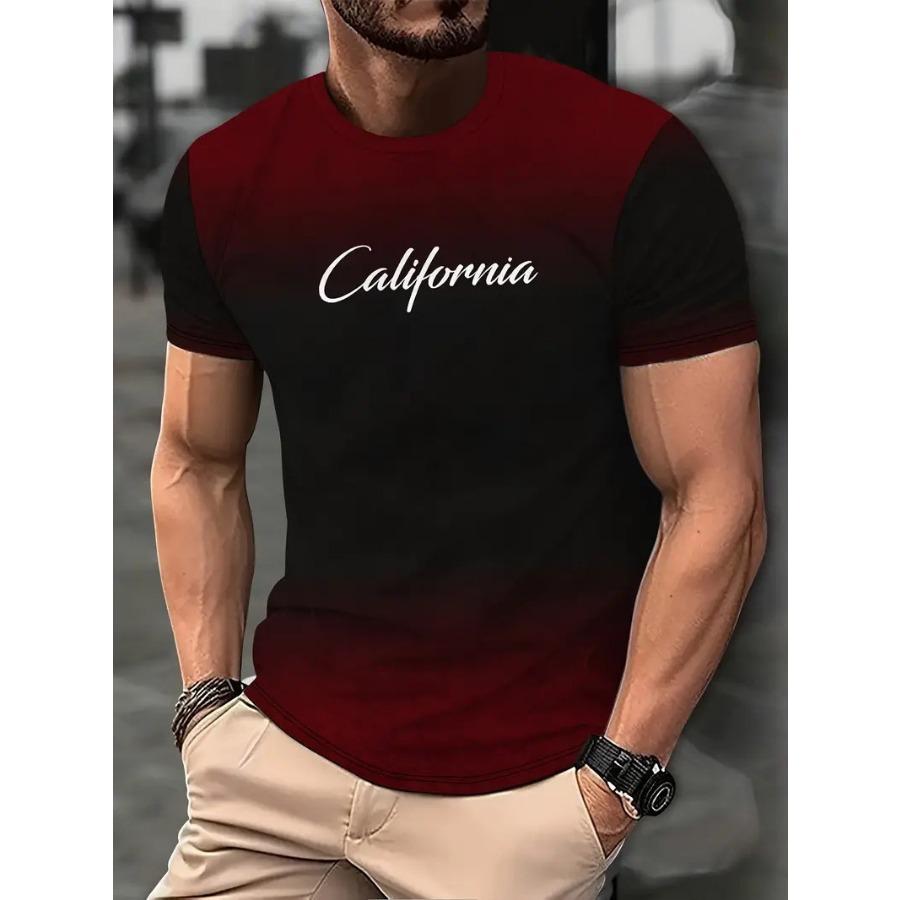 WowClassic Letters Heren T-shirt 3D Geprinte T-shirts Mannelijk Eenvoudig Gradiënt Mode Trend Korte Mouw T-shirts Casual Zomerkleding 2XL