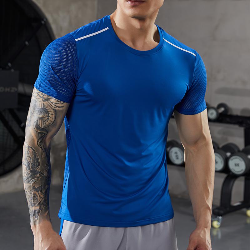 Shedao Pro Fitness Sporting Zomer Fitness T-shirt Heren Wandelen Fietsen Ademend Slim Fit Top Basketbal Voetbal Korte Mouw Buiten Hardlopen Snel Droog T-shirt L