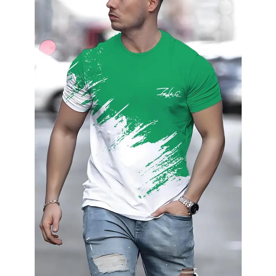 WowClassic Stijlvol T-shirt met grafische print voor heren - Comfortabel, ademend, top met korte mouwen voor dagelijkse zomeractiviteiten - Casual, modieus en veelzijdig T-shirt voor heren 4XL