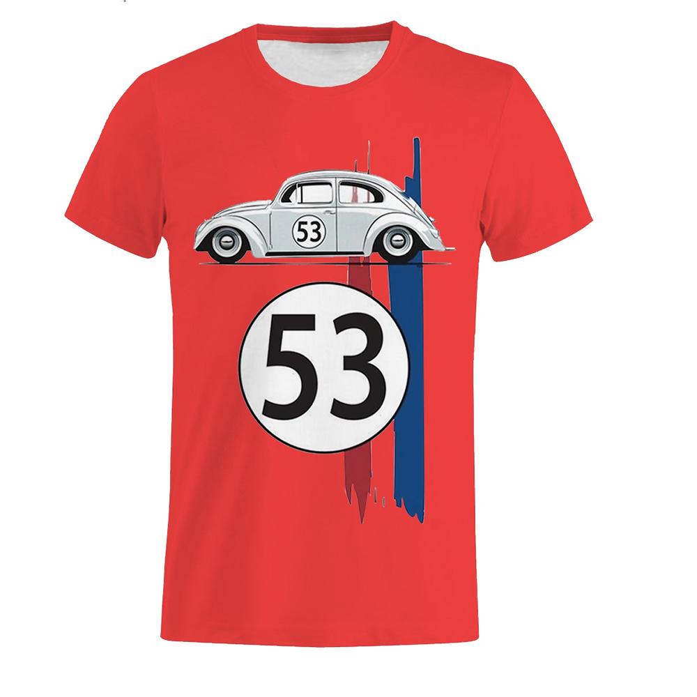 HerSight Kever 53 Nummer T-shirt Heren Auto Korte Mouw Eenvoudige Herbie Tees T-shirts Rally Auto Mannelijk Zwart Bedrukt 3D t-shirt XXXL