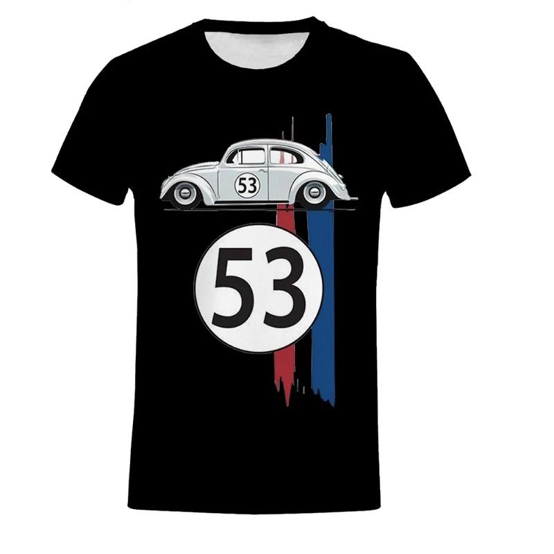 HerSight Kever 53 Nummer T-shirt Heren Auto Korte Mouw Eenvoudige Herbie Tees T-shirts Rally Auto Mannelijk Zwart Bedrukt 3D t-shirt XL