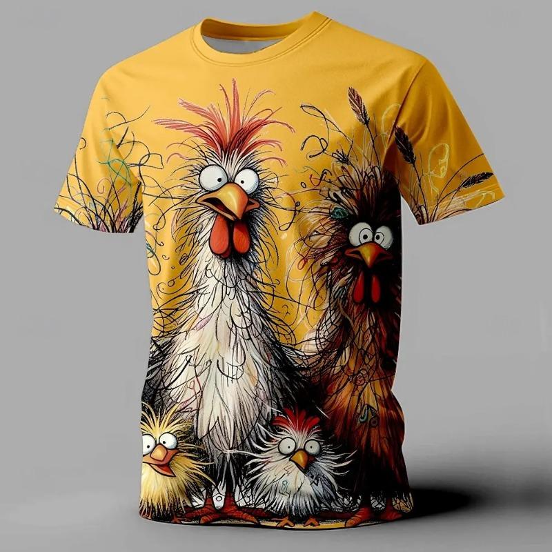 WowClassic Grappige heren T-shirt met dierenprint, korte mouwen, T-shirts met oversized mouwen voor herenkleding, zomer, straat, casual T-shirt voor mannen S