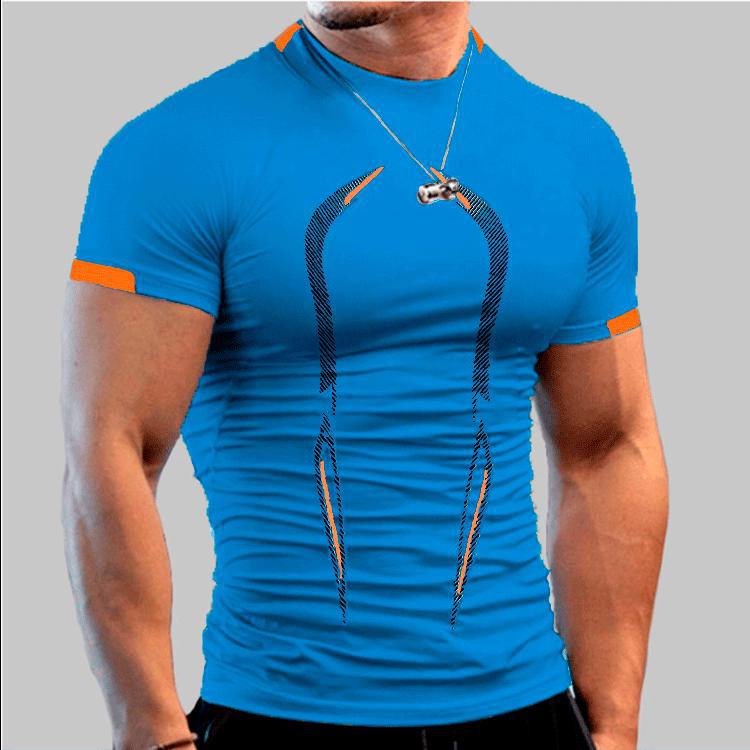 AI Supermarket Ademend, sneldrogend sport-T-shirt voor heren in de zomer, Europese pasvorm M koningsblauwe kleur