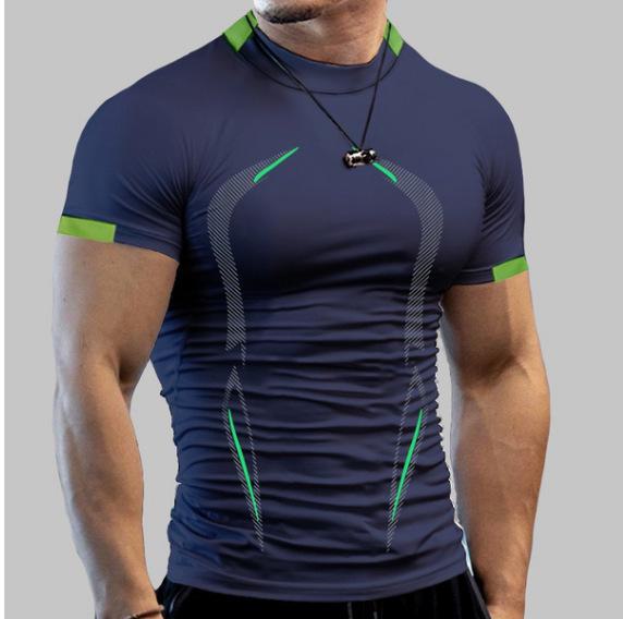 AI Supermarket Ademend, sneldrogend sport-T-shirt voor heren in de zomer, Europese pasvorm 8XL marineblauwe kleur
