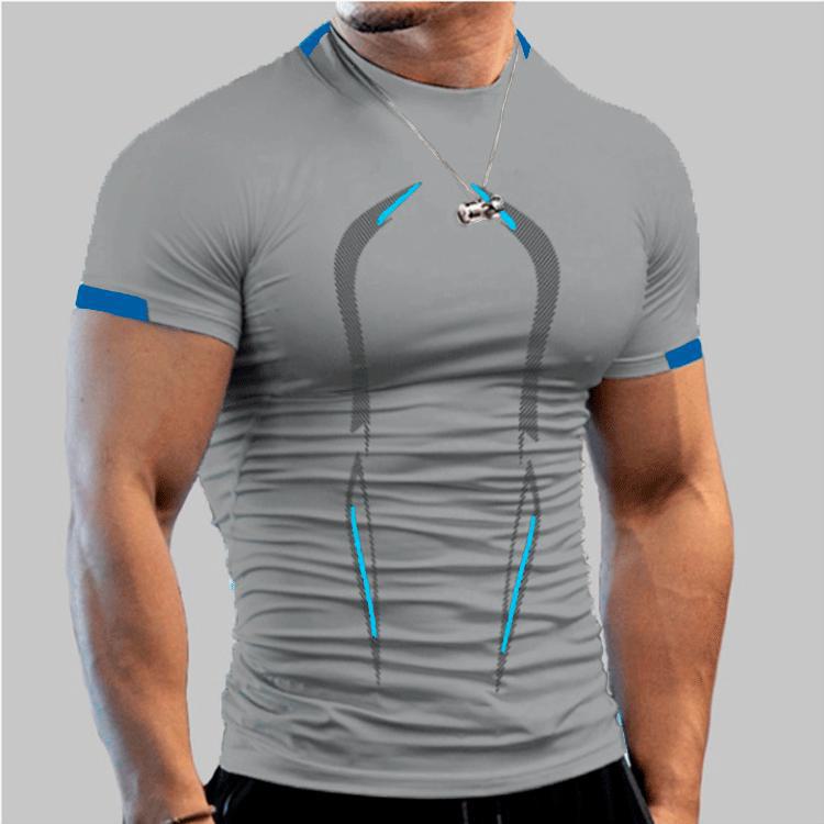 AI Supermarket Ademend, sneldrogend sport-T-shirt voor heren in de zomer, Europese pasvorm 8XL lichtgrijze kleur