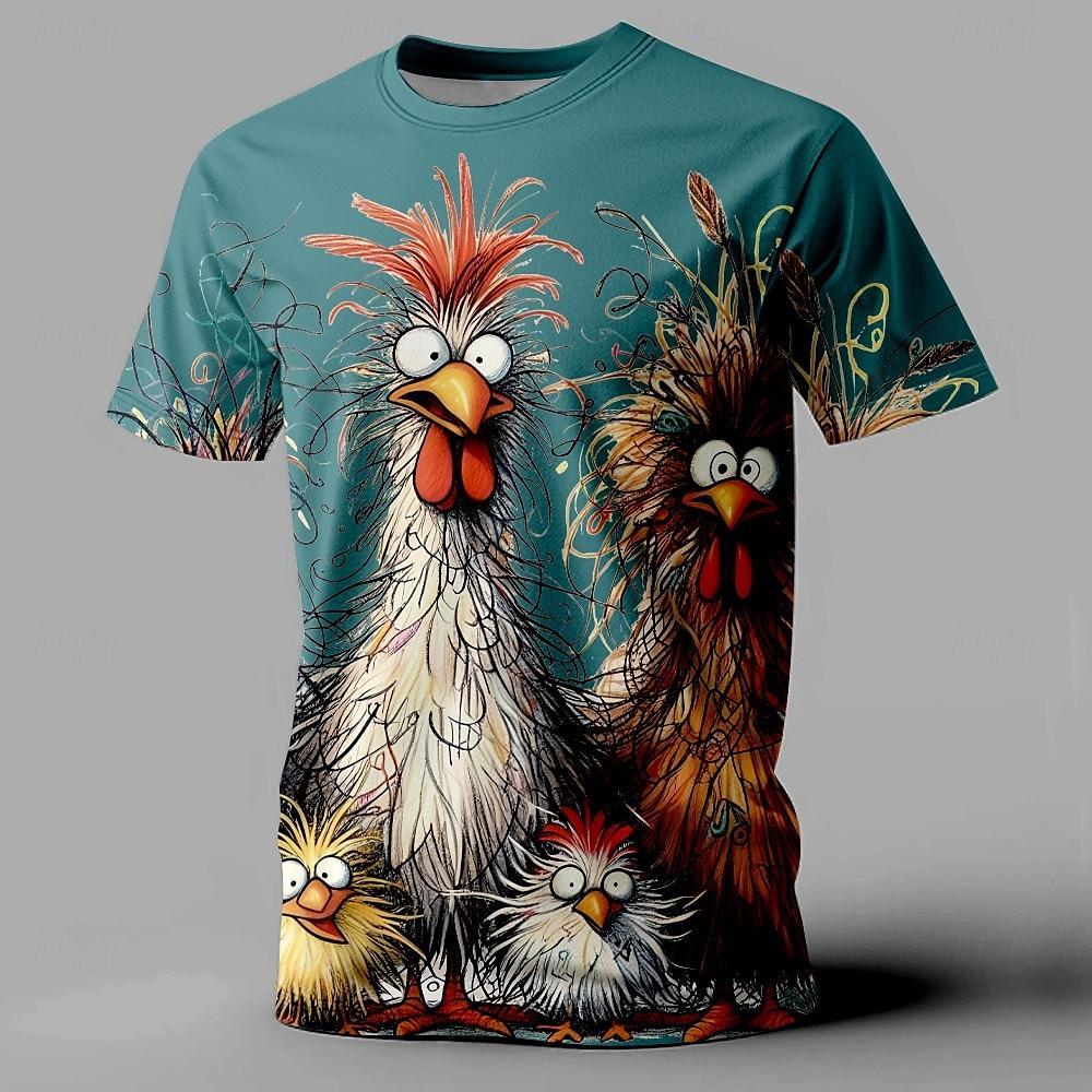 ETST 009 Grappige heren T-shirt met dierenprint, korte mouwen, T-shirts met oversized mouwen voor herenkleding, zomer, straat, casual T-shirt voor mannen XS