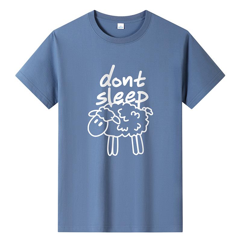 QICED Zomer T-shirt met korte mouwen Heren O-hals Trend Ondershirt XXXXXXL staalblauwe kleur