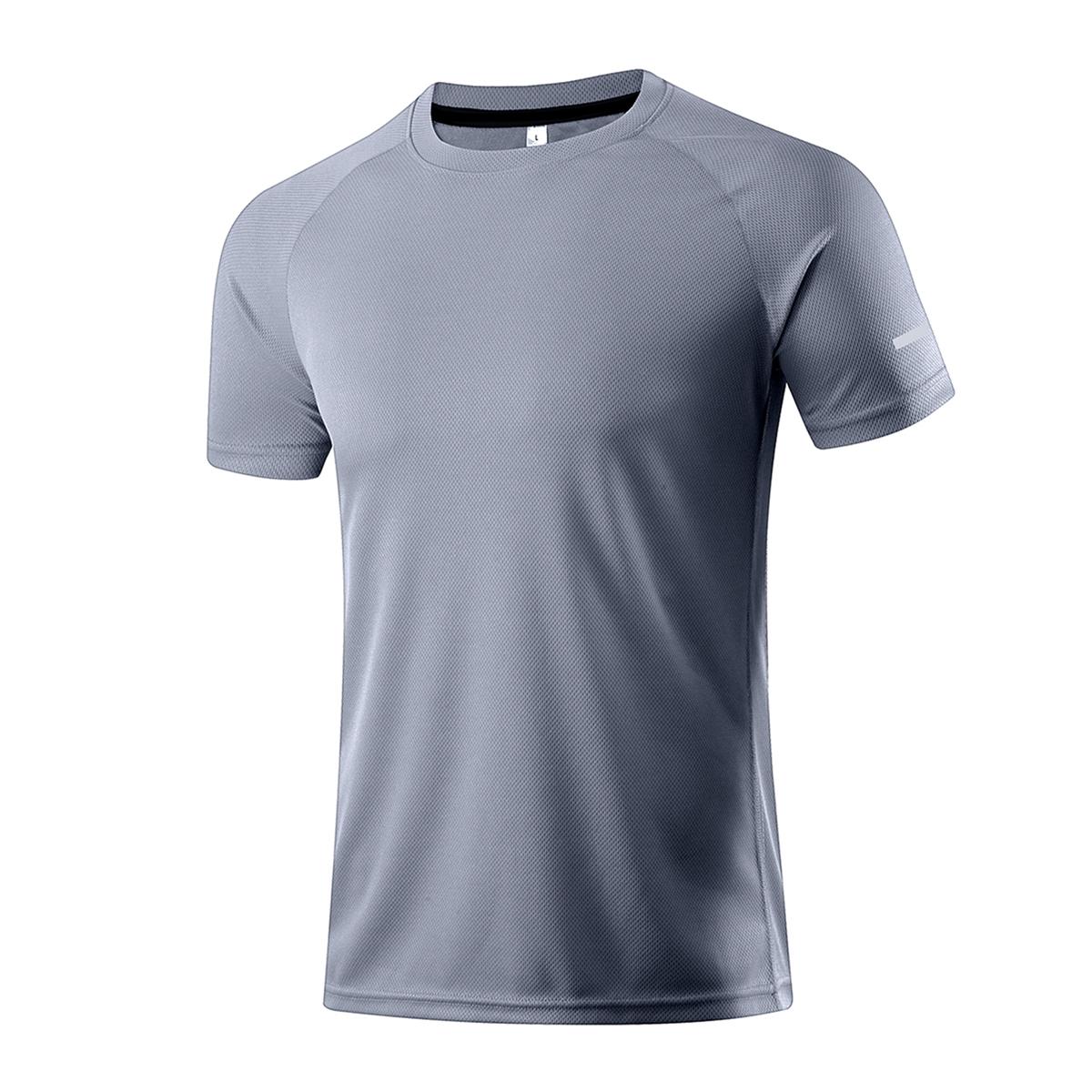 Sports-Sunzel Heren T-shirt met korte mouwen, snel drogend, sport, fitness, basketbal, training, vissen, hardlopen, losvallend T-shirt met korte mouwen M grijs