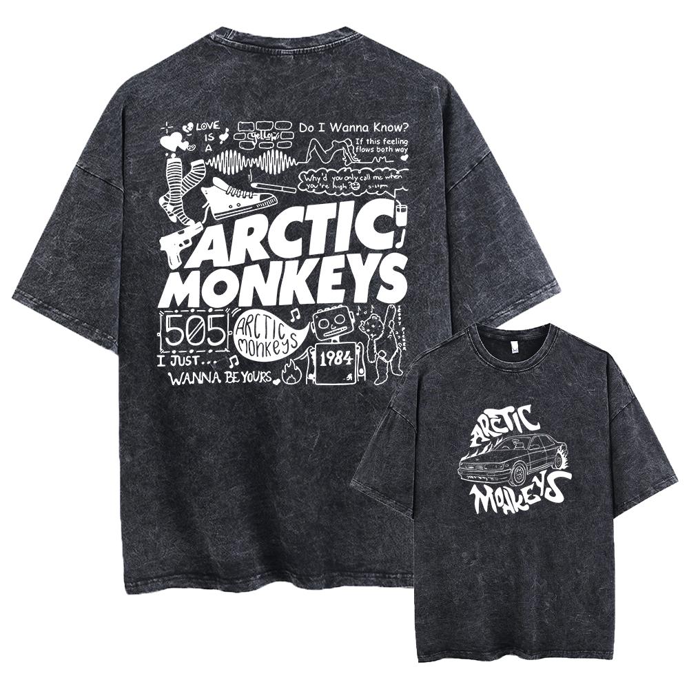 High End Unisex T-shirt Retro Rock Arctic Monkeys Muziek Album Grafisch T-shirt Heren Vintage Gewassen Oversized Korte Mouw T-shirt Y2k Hip Hop Streetwear M