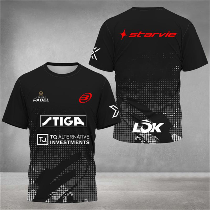 New trendy clothing Stijlvol 3D-geprint heren T-shirt Padel Jersey Ademend Snel drogend Tennis T-shirt met korte mouwen Grote maten Sportkleding Fitnesskleding L