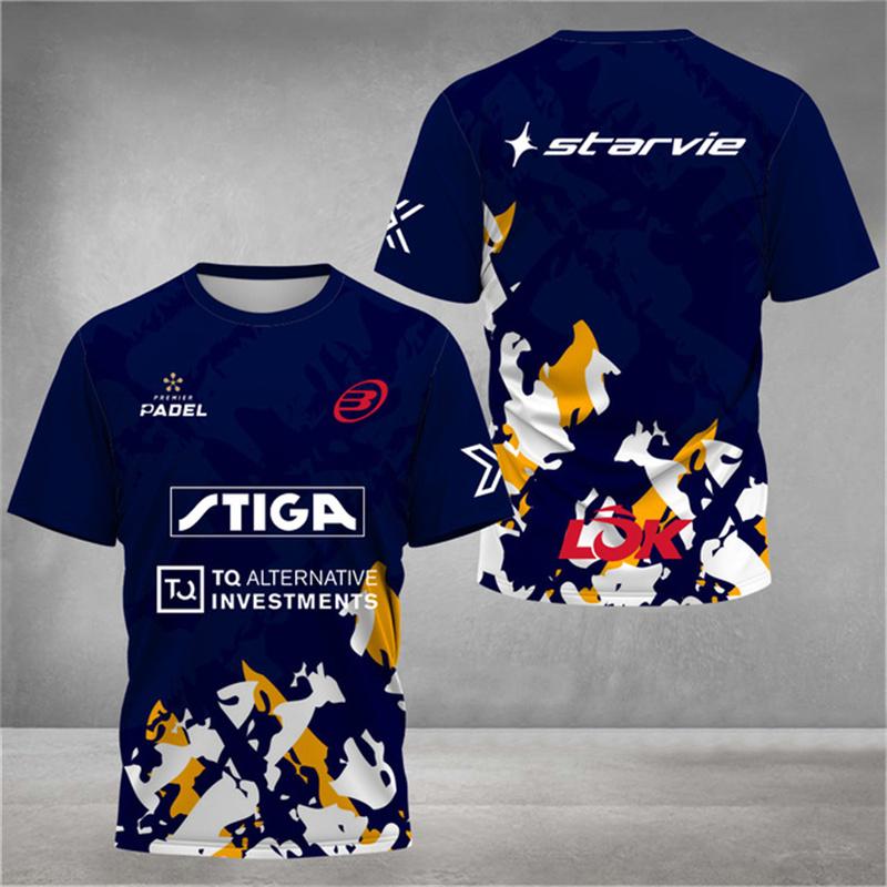 New trendy clothing Stijlvol 3D-geprint heren T-shirt Padel Jersey Ademend Snel drogend Tennis T-shirt met korte mouwen Grote maten Sportkleding Fitnesskleding M