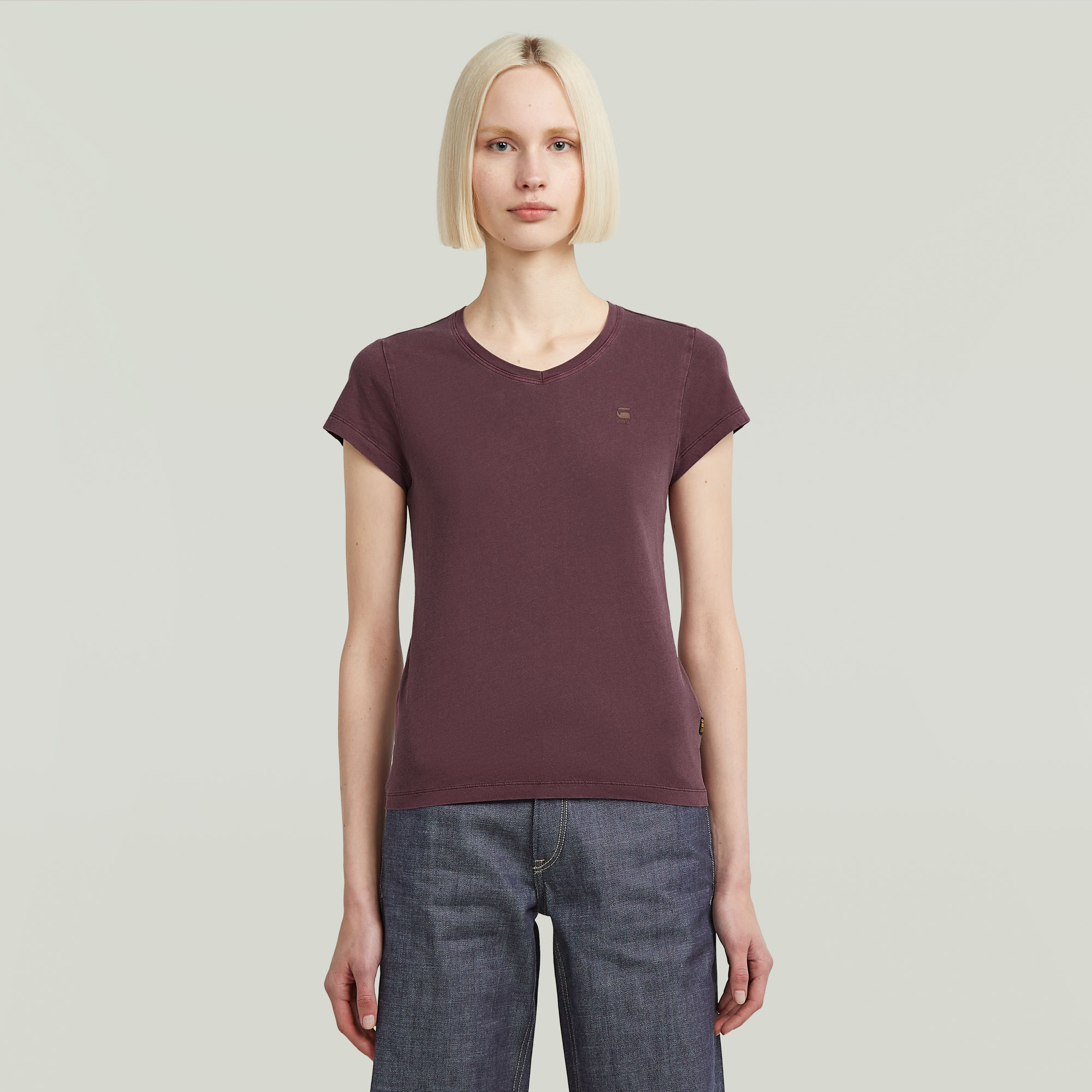 G-Star RAW Overdyed Eyben Slim V-hals T-shirt - Rood - Dames