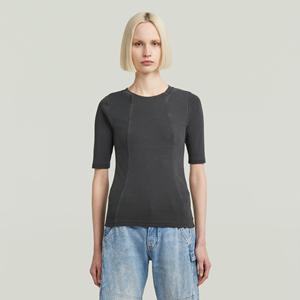 G-Star RAW Washed A-Line Slim Rib T-shirt - Zwart - Dames