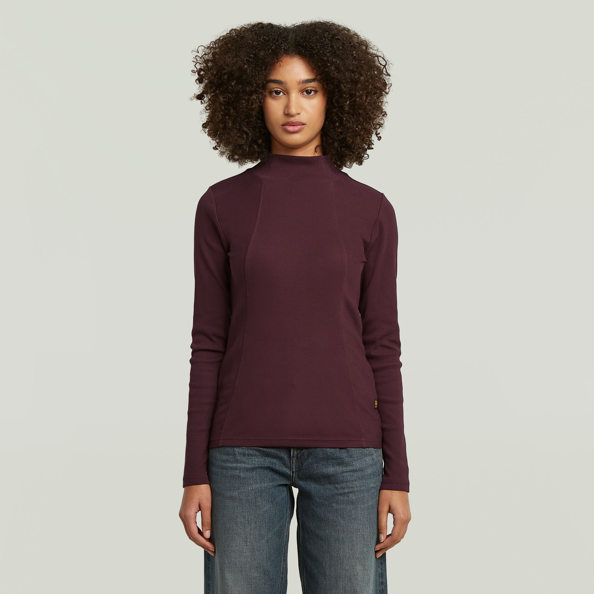 G-Star RAW A-Line Slim Rib Mock T-shirt - Rood - Dames
