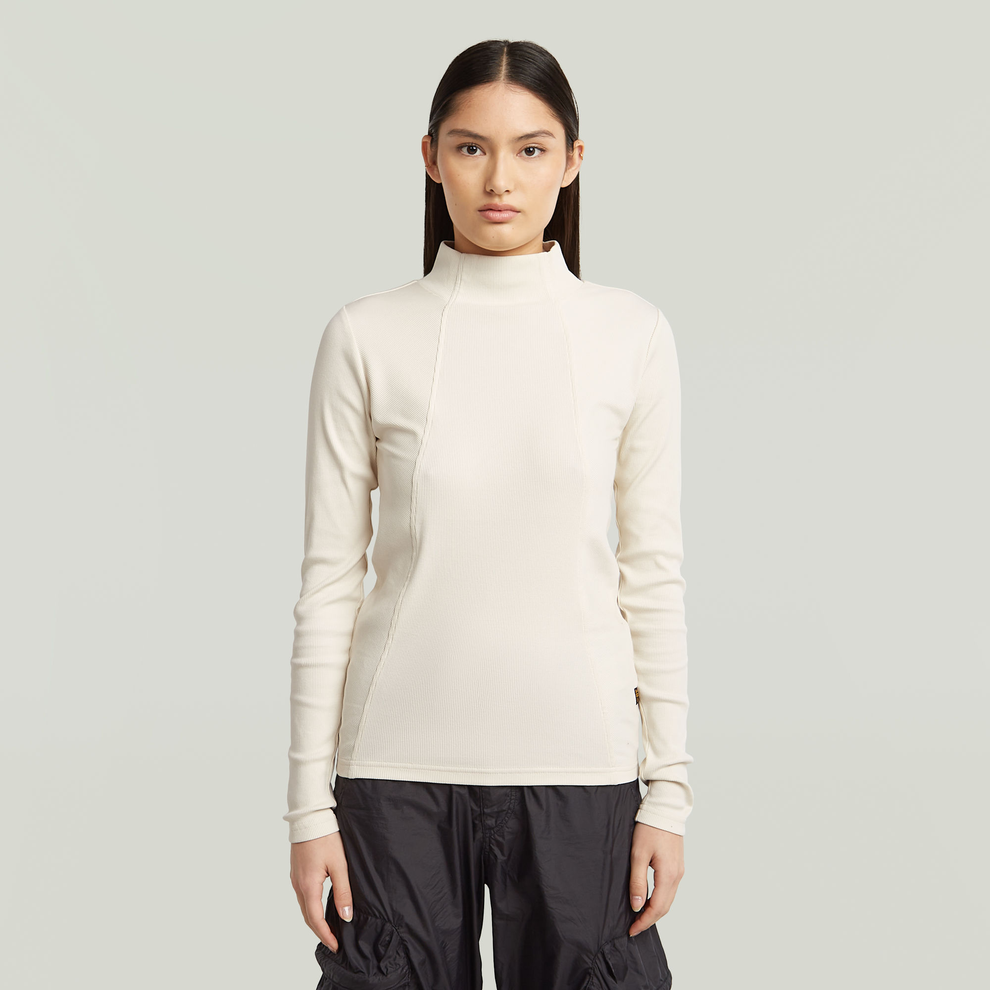 G-Star RAW A-Line Slim Rib Mock T-shirt - Wit - Dames