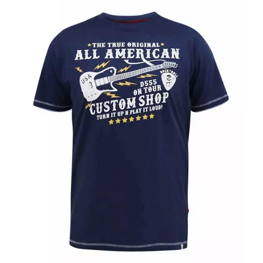 Duke Heren D555 Bronte All American Gitaar Gitaar Kingsize T-shirt Vloot