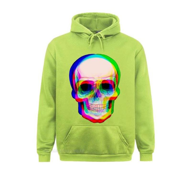 Xuhaijian02 Vaporwave Neon Skull Techno hipster hooded trui esthetische schedel aquarel regenboog ruimte schedel grappige t-shirt voor mannen camisa L