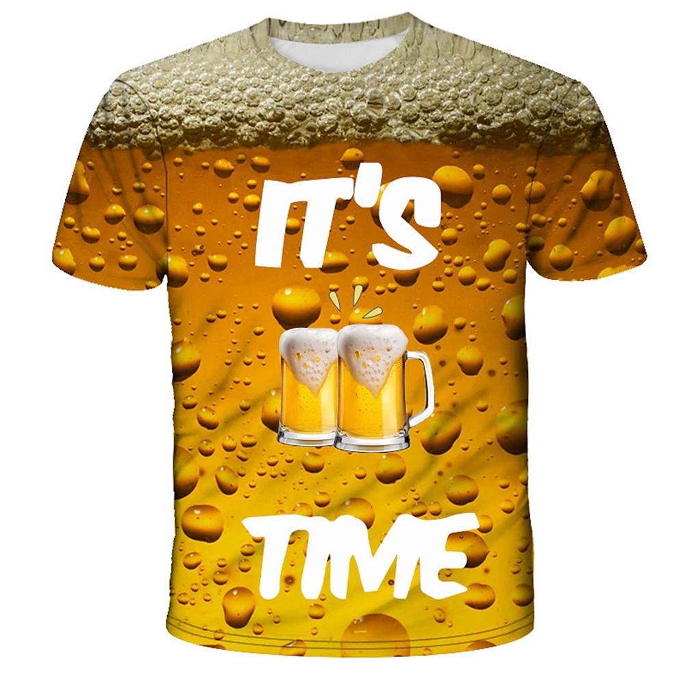 Kukebang Heren T-shirt 3d gedrukt bier T-shirt voor mannen grappige heren shirt casual zomer streetwear unisex t-shirt top herenkleding 2XL