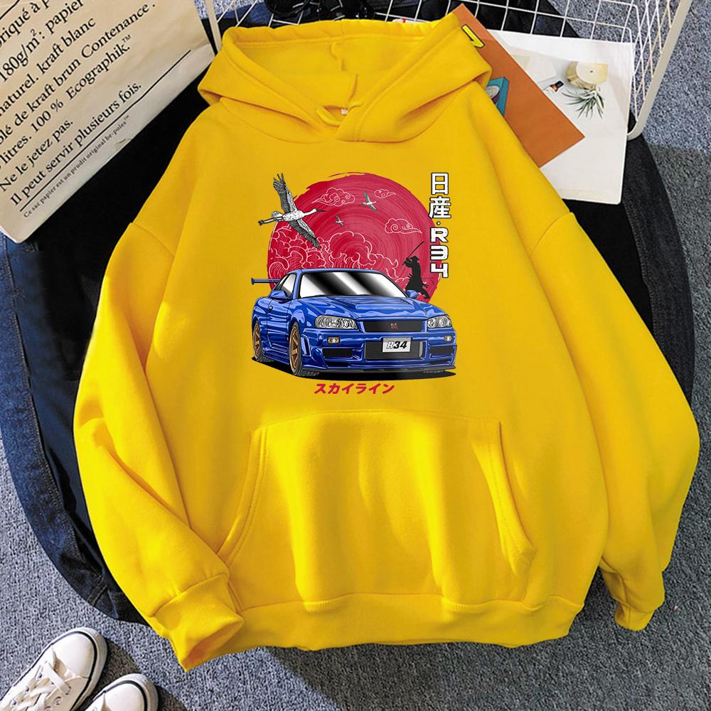 Xuhaijian02 Japanse Streetwear Anime Mannen Sweatshirts voor JDM Auto Skyline GT-R R34 Initial D Hoodie Casual Lange Mouw Tops Oversized Hoody XL