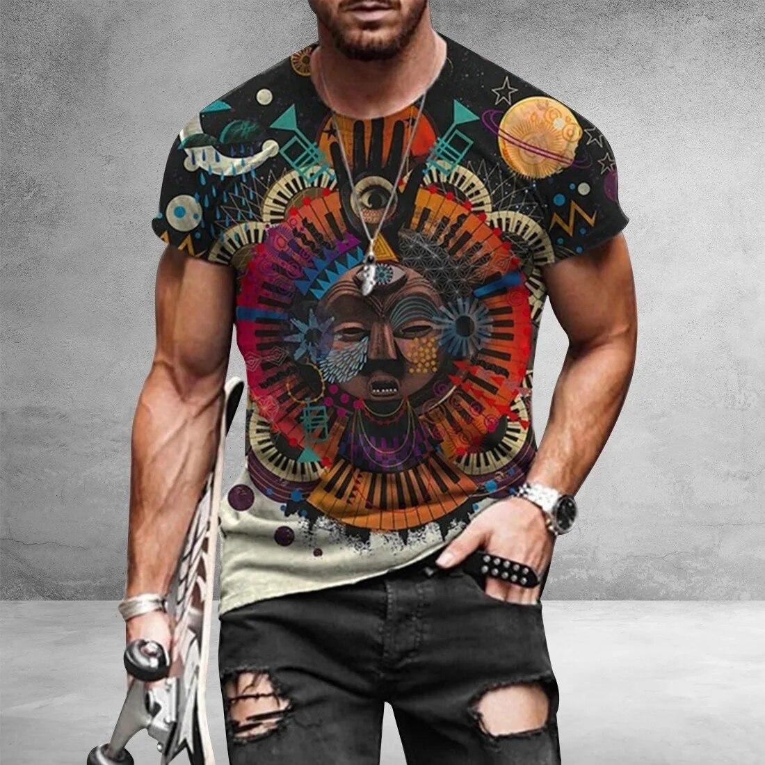 ETST 03 Shujin Mannen Vintage Oversized Korte Mouw T-shirts 2021 Zomer Harajuku Etnische Stijl 3D Print O Turkse Grafische t-shirt 6XL