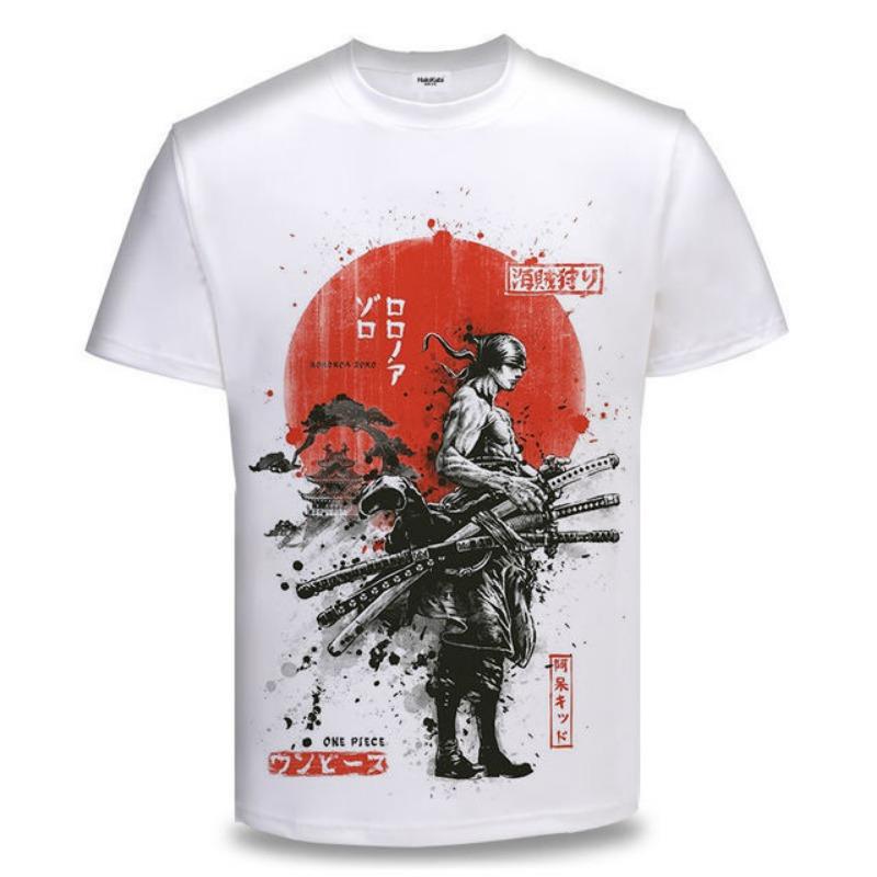Kukebang One Piece Zoro 3D Printing Anime Kleding Heren T-shirt Lente en Zomer Korte Mouw Heren Trendy T-shirt Tops L