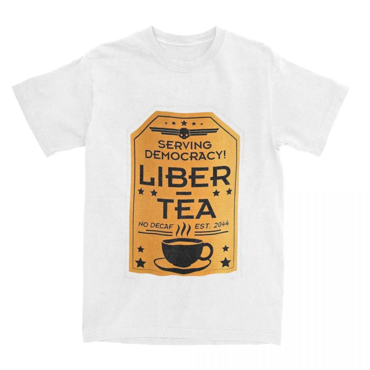 The best product for you Helldivers 2 Liber Tea T-shirt Kleding Heren Dames Katoen Geweldig Kopje Liber-Thee T-shirts Korte Mouw Kleding Grafisch Bedrukt XXXXXL wit