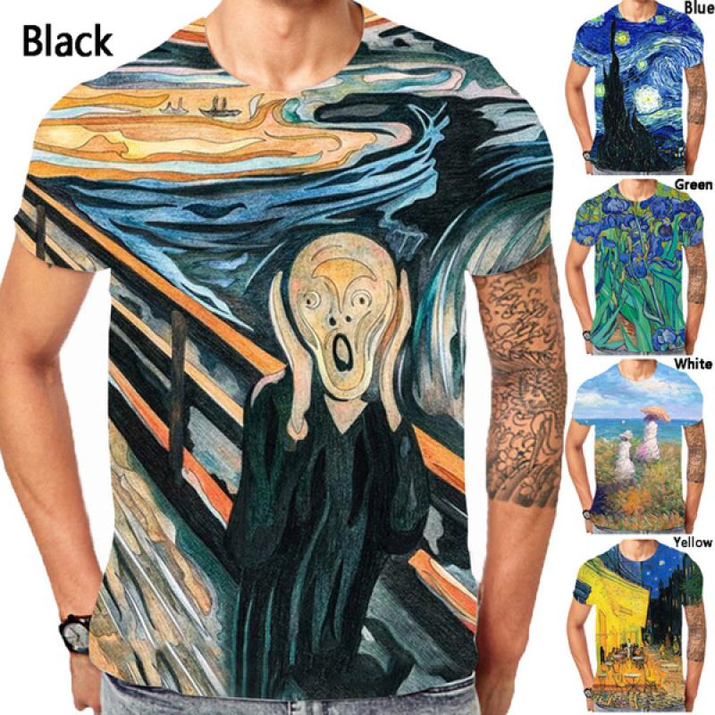 Chengyu Herenmode Vincent Van Gogh 3D-geprint T-shirt Trend Casual Elegant Kunst Schilderij Patroon Ronde Hals T-shirts XL