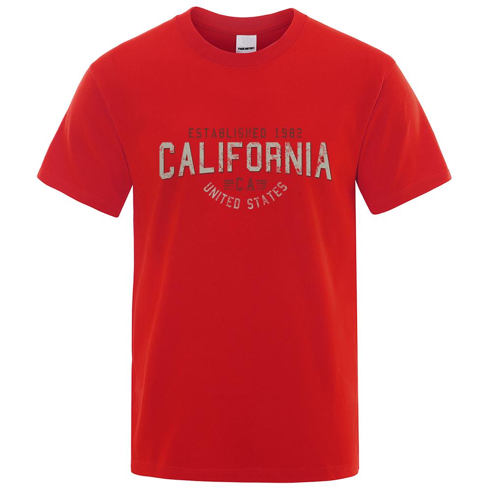 Vintage T-shirt Opgericht in 1982 Californië Verenigde Staten T-shirt Heren Oversized Katoen Zomer T-shirt Ademend Losse O-hals Shirts Hip Hop Tees 2XL