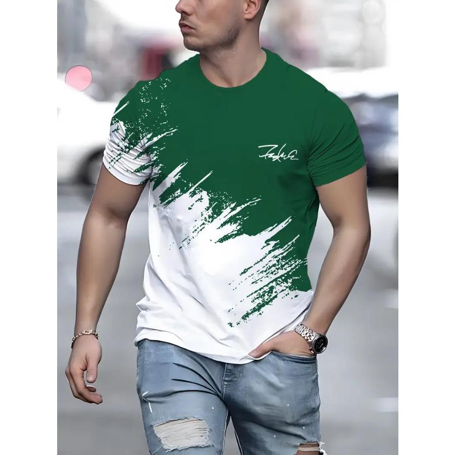WowClassic Stijlvol T-shirt met grafische print voor heren - Comfortabel, ademend, top met korte mouwen voor dagelijkse zomeractiviteiten - Casual, modieus en veelzijdig T-shirt voor heren 3XL