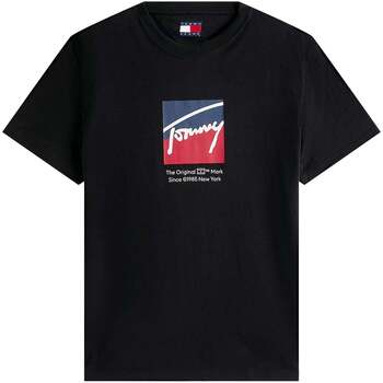 Tommy Jeans T-shirt Korte Mouw  Graphic Print Signature Logo T-Shirt Black