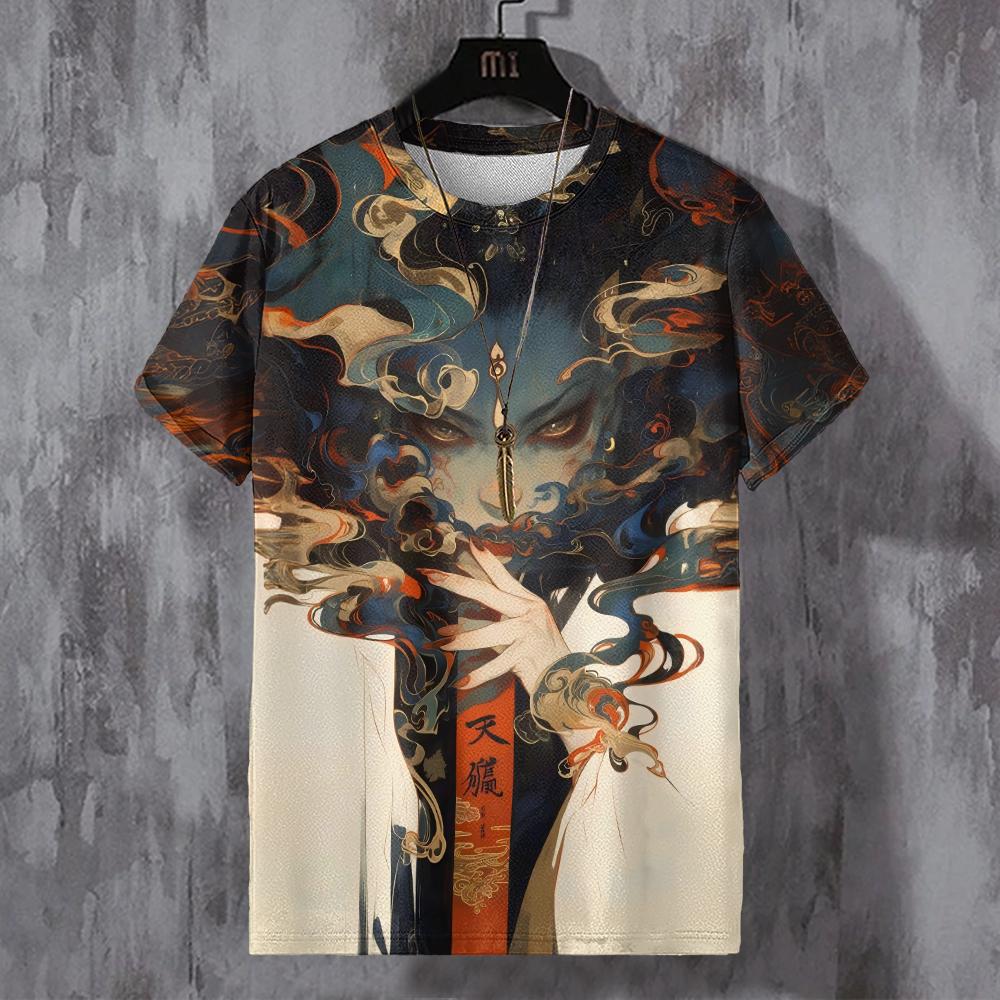 ETST 07 Japans T-shirt voor heren, mechanische karakters, grafische T-shirts, korte mouwen, bedrukte T-shirts, outdoor, oversized herenkleding, tops 3XL