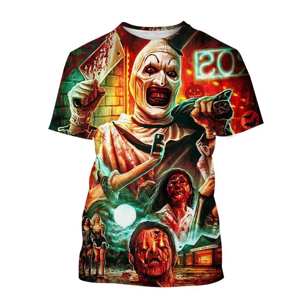 Plus Size FUGUIS Zomer Hot Selling Mode Horror 3D Printen Horror Clown Creatieve Persoonlijkheid Casual T-shirt Plus Size Tee Top XL