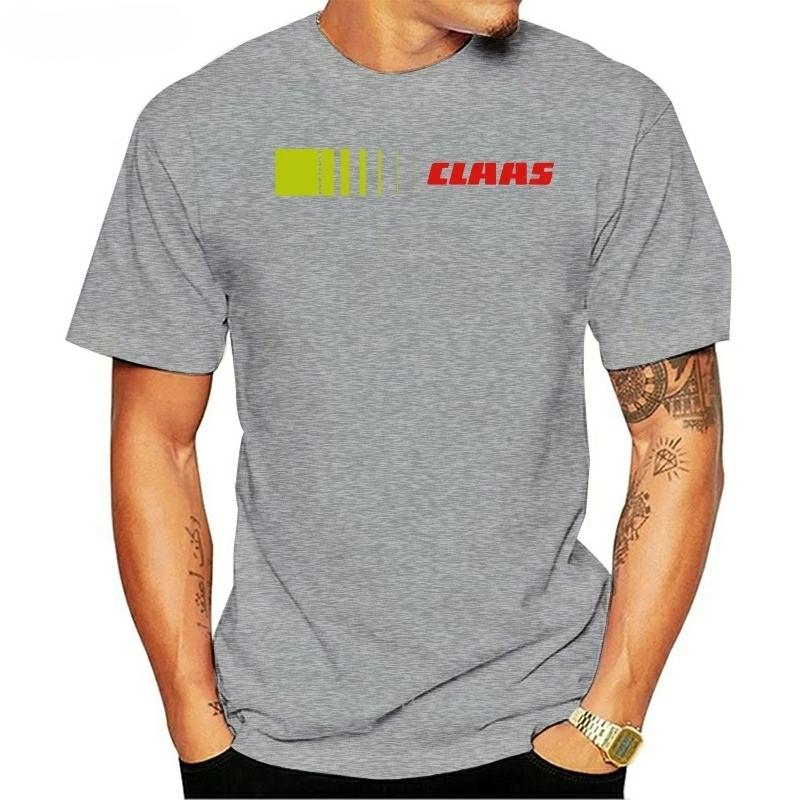 WowClassic Claas T-shirt VERSCHILLENDE MATEN & KLEUREN Tractor Landbouw Heren Merk T-shirt Heren Zomer Katoenen T-shirts Heren L grijs